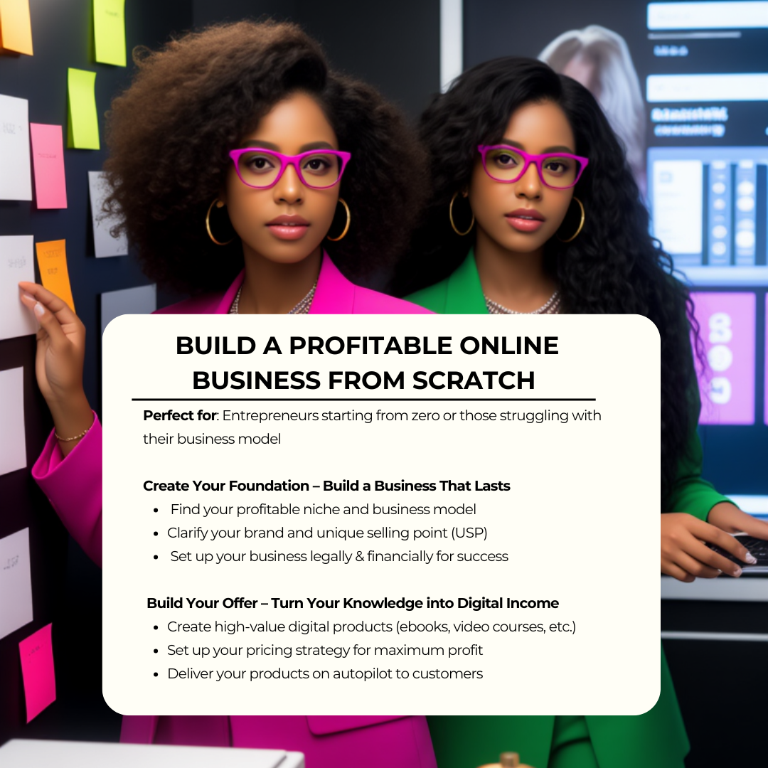 Two entrepreneurs brainstorming business strategies on a creative board for building an online business.