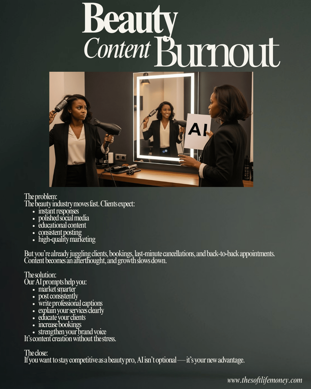AI Prompts Pack for Beauty Pros | Hairstylists, Braiders, Barbers - The Soft Life Money